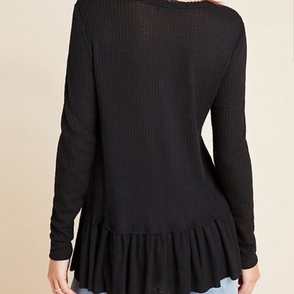 ANTHROPOLOGIE ERI + ALI Tallie Waffle Knit Peplum Knit Top - Picture 2 of 7